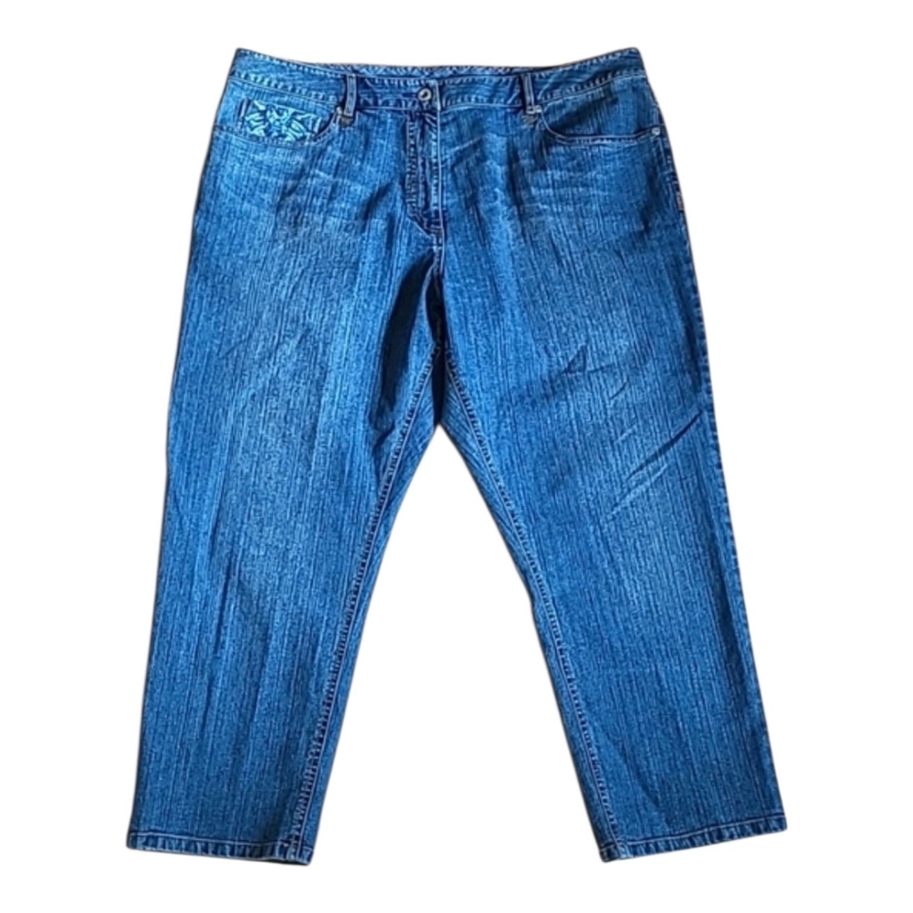 SZ16 Blue Embroidery Spanner Jeans Capris